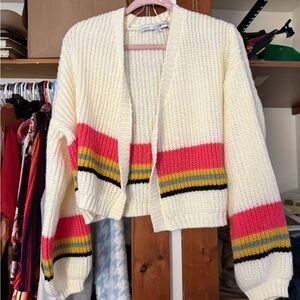 HYFVE Cream Multicolor Striped Cardigan